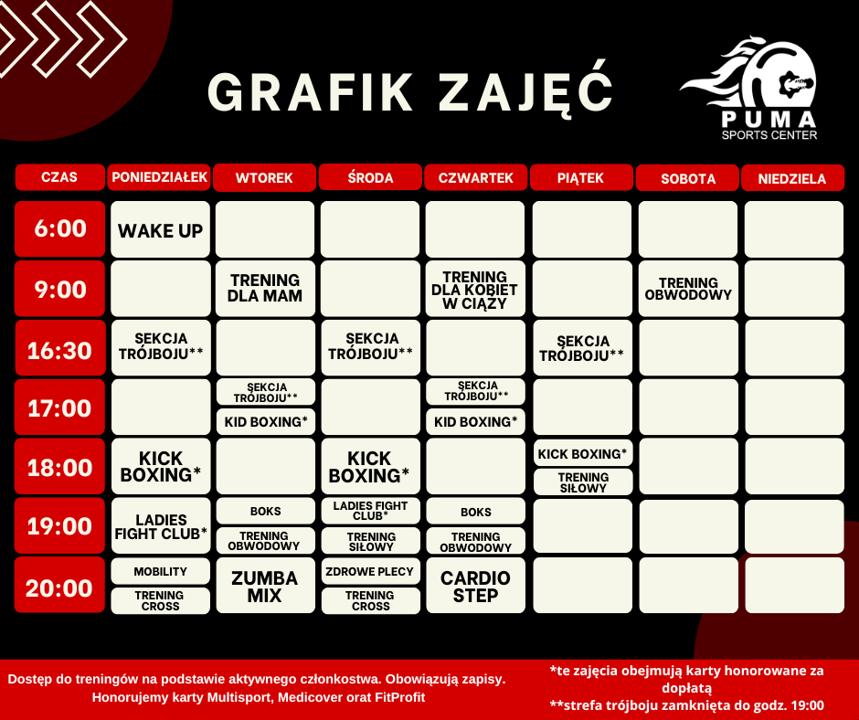 grafik treningów grupowych
